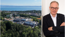Links: Das Klinikum Friedrichshafen im Juli 2025. Rechts: Jan-Ove Faust, der neue Geschäftsführer des Klinikums.