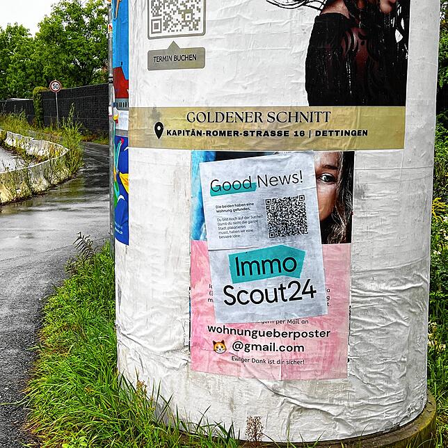 Das ungewöhnliche Wohnungsgesuch ist überklebt worden. Es war kein echtes Gesuch, sondern eine geschickte Werbeaktion eines ...