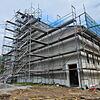 Die Rückseite der Scheffelhalle kann sich schon mal sehen lassen. Schon bald soll der Neubau fertiggestellt werden.