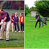 Gerhard Schwarz, erster Präsident des Golfclubs Rochushof, bei der Eröffnung der Anlage in Unterhomberg (linkes Bild) und heute.