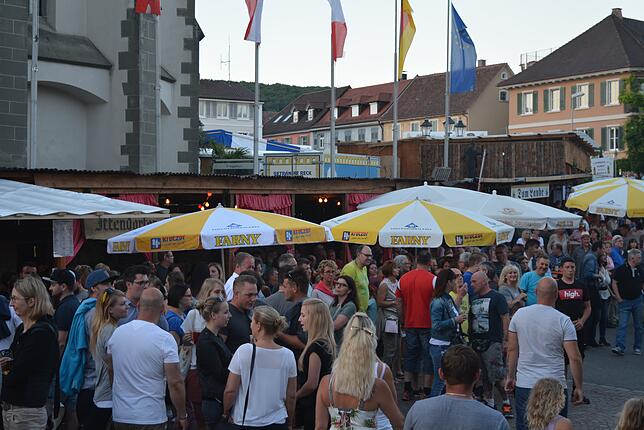 Die Besucher genießen beim Stadtfest nette Begegnungen auf der Straße und in den gemütlichen Lauben der Vereine. Bild: Andreas Lang