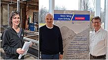 Alexandra Jelitte-von Ow von der Schlosserei Hasenfratz (links), Günter Gebauer und Joachim Hettler von der Kreishandwerkerschaft ...