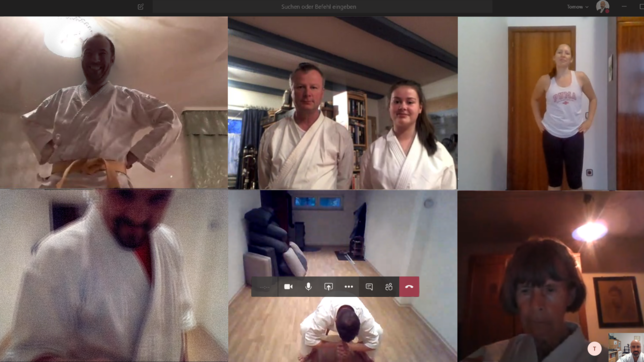 Viele fleißige Trainingsgäste waren von Zuhause aus mit dabei: Der TV Nenzingen gibt Karate per Online-Videokonferenz. Bild: Thomas Tomow