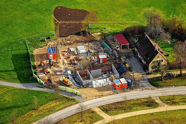 Aus den Anfängen der Bauzeit: Die Baustelle des Fasnachtsmuseums Langenstein im Dezember 2022.