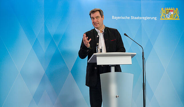 Markus Söder (CSU), Ministerpräsident von Bayern, während einer Pressekonferenz in der bayerischen Staatskanzlei.