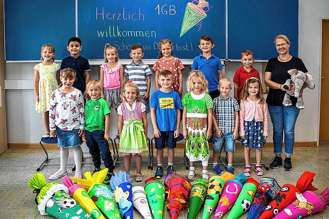 Klasse 1 GB in der Außenstelle der Hebelschule Gottmadingen mit Klassenlehrerin Sonja Jaecke.