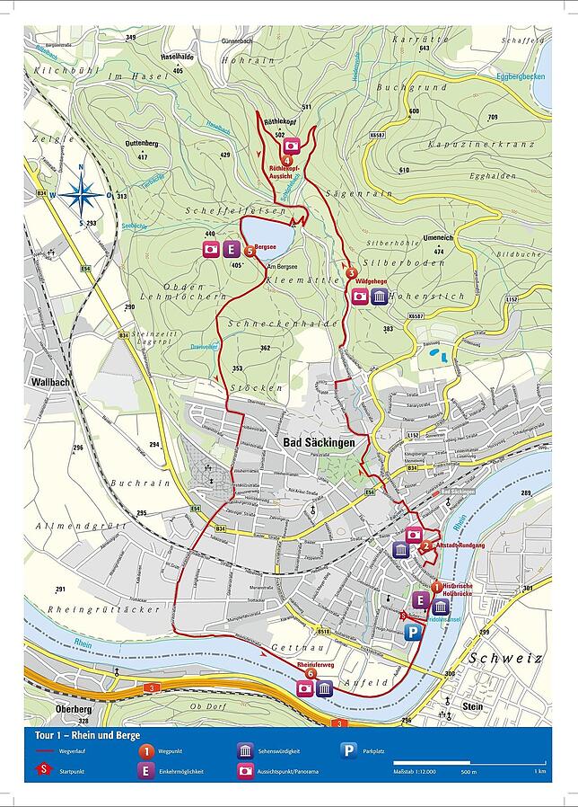 Wandertouren in der Region - Tour 1: Rhein und Berge Wandertouren in der Region - Tour 1: Rhein und Berge