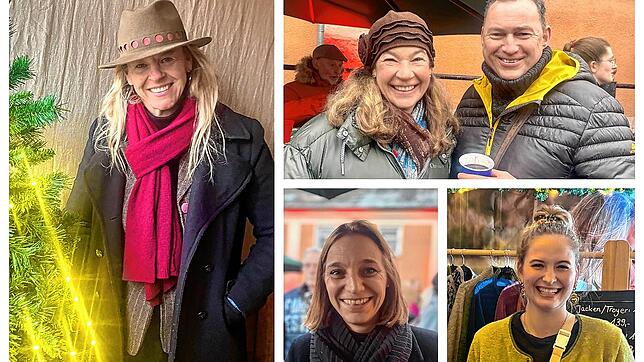 Organisatorin Kerstin Tritschler (von links) freut sich über eine erfolgreiche 20. Auflage der Weihnachtswelt. Die Besucher Barbara Grom ...