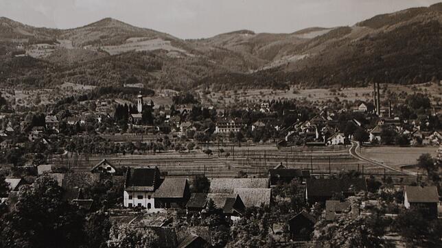 Blick über das Enkendorf zu Beginn der 1930er-Jahre: im Vordergrund das Enkendörfer Storchehus mit seinen markanten Treppengiebeln.
