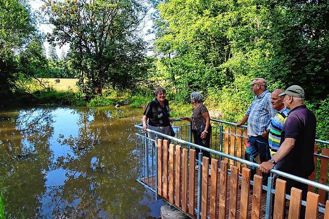 An dem kleinen Weiher neben dem Eisstockweiher ist jetzt ein Steg angebracht, von dem aus man das Leben im und um das Gewässer ...
