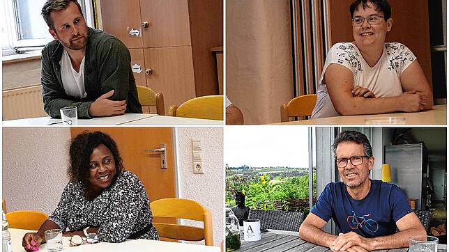 Sie haben sich als Erwachsene taufen lassen (von links unten im Uhrzeigersinn): Marguerite Staller, Philipp Matton sowie Anja Böer. Und ...