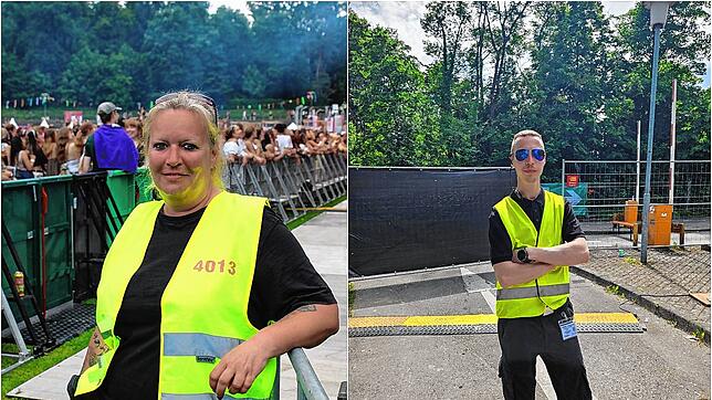 Nicole März und Maximilian Kincscher sind Teil der Sicherheitsdienste im Bodenseestadion.