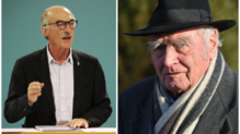 Links: Oswald Burger, Schriftsteller und langjähriger Leiter des Literaturforums Oberschwaben. Rechts: Martin Walser.