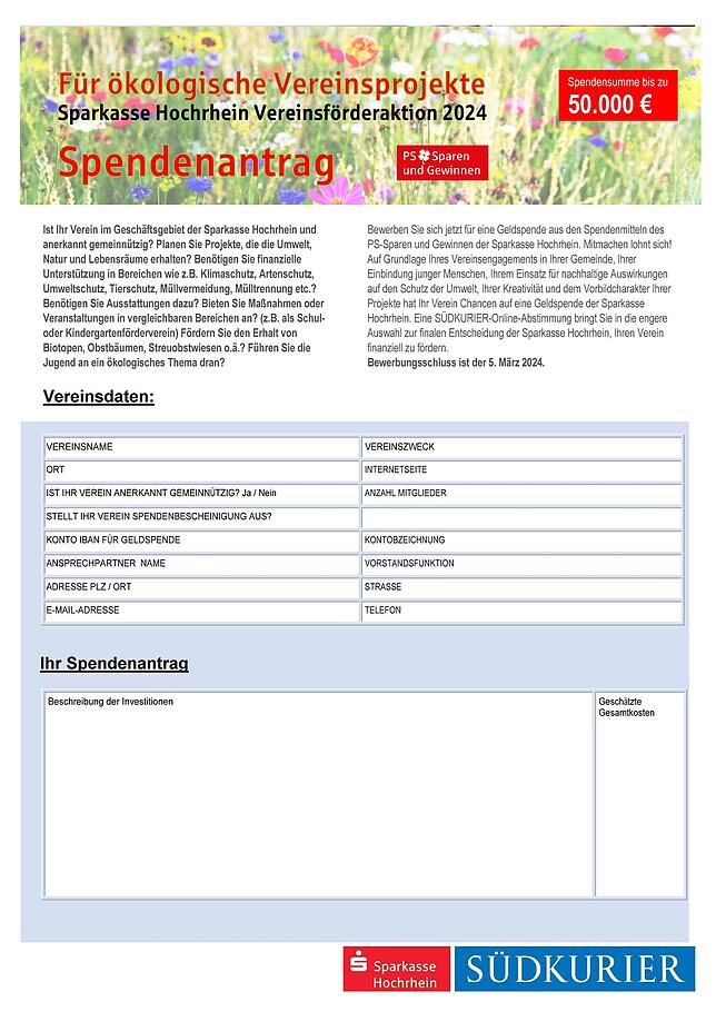Spendenantrag Vereine Hochrhein Spendenantrag Vereine Hochrhein