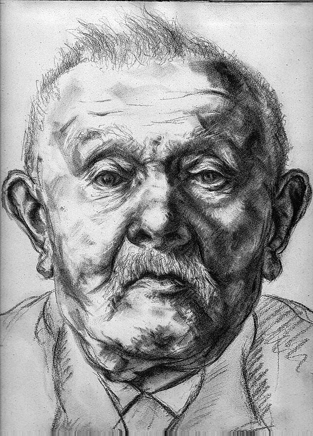August Kramer (1856-1947) nach einem langen Arbeitsleben. Er fing mit zehn Jahren bei Baumgartner&Cie. an und stieg in der MBB zum ...