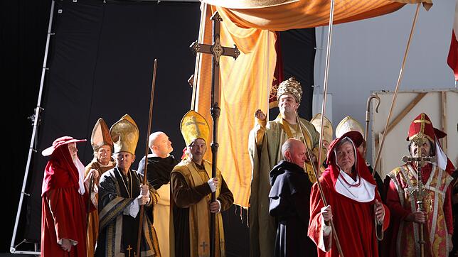 Eine Szene vom Einzug des Papstes Johannes beim Konzil in Konstanz.