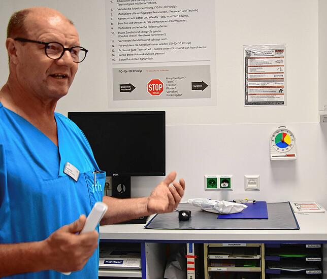 Die Schockuhr wird beim Eintreffen des Patienten in den Schockraum gestartet.