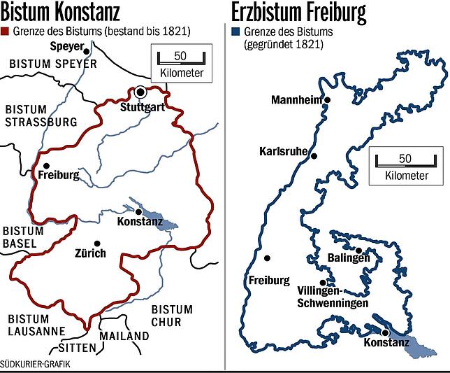 Bild 1: Einst reichte das Bistum Konstanz von Stuttgart bis fast nach Mailand. Dann löschte es der Vatikan aus &ndash; die Folgen spürt man bis heute