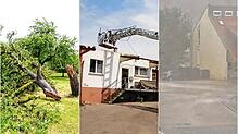 Ein heftiges Unwetter im Kreis Sigmaringen sorgte für erhebliche Schäden. In Sauldorf-Boll (Mitte) wurde ein Haus abgedeckt.