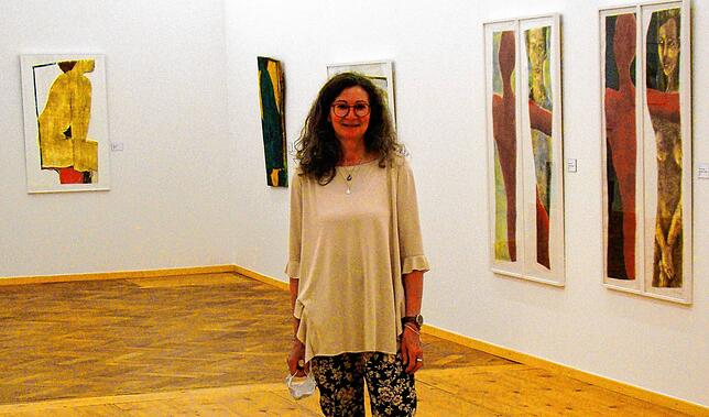 Aufsicht Karin Rude in den Räumen der Kreisgalerie. Auch hier war nicht viel los. Ab und zu schauten sich Teilnehmer der ...