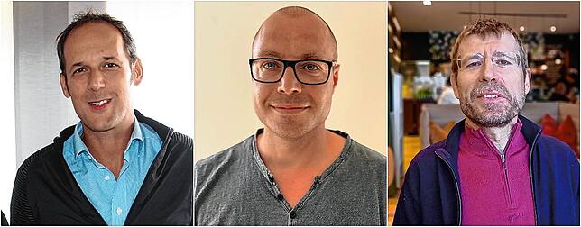 Rektor Steffen Rooschüz (links), Elternvertreter Lars Scheider (Mitte) und Kinderarzt Christof Metzler.