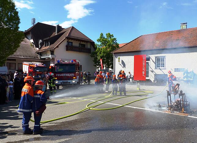 Jugendfeuerwehr im Einsatz: Bei der Übung 2017 in Hagnau dabei waren David Schlecker und Leon Degirmenci, Lilli Heß, Amelie Heß und Lena ...