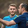 Zukunft gesichert: Trainer Daniel Pietzke (rechts, mit Fabian Malzner) hat dem SV Buch für eine dritte Saison zugesagt.