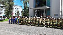 Bild : Die Feuerwehr Villingen demonstriert ihr Können bei der Hauptprobe