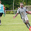 Diebische Freude nach einem seiner vielen Treffer: Torjäger Jallow Saja vom FC Pfaffenweiler. Bild: Joachim Klein
