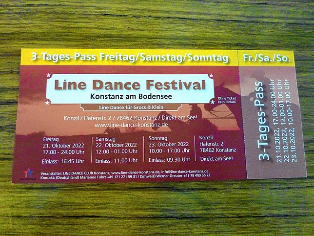 Die Tickets fürs Line Dance Festival im Oktober im Konzil waren schon gedruckt und hunderte Karten verkauft.
