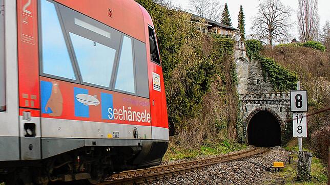 Eine Regionalbahn passiert einen Tunnel bei Überlingen. Diese Woche fuhr sie oft mit nur einem Wagen.