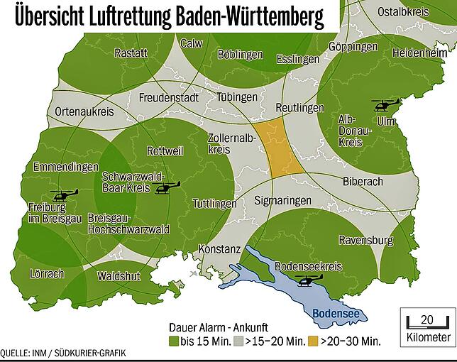 Bild 2: Muss &bdquo;Christoph 45&ldquo; umziehen? Gutachter sprechen sich für eine Verlegung des Rettungshubschraubers in den Kreis Ravensburg aus