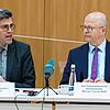 Waldshuts Landrat Martin Kistler begrüßt den parlamentarischen Staatssekretär Michael Theurer (FDP) und dankt ihm für sein Kommen.