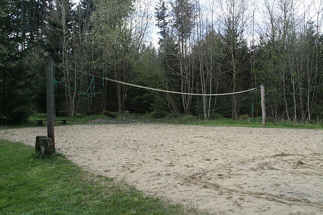 Das Volleyballfeld am Grillplatz zwischen Sauldorf-Rast und Wald.