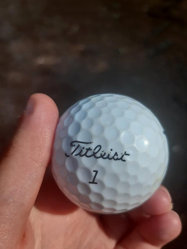 Mein Schnatz, mein Schatz, mein Glückbringer: Diesen Golfball darf ich am Ende behalten.