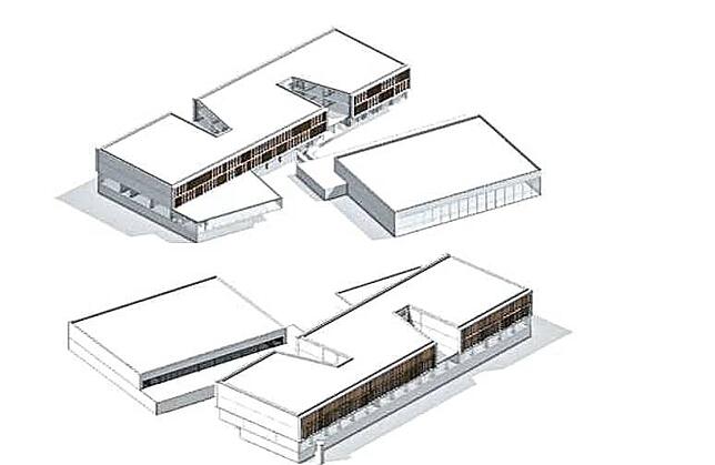 So soll die neue Realschule mit Turnhalle einmal aussehen. Das Projekt soll 2026 fertiggestellt werden.