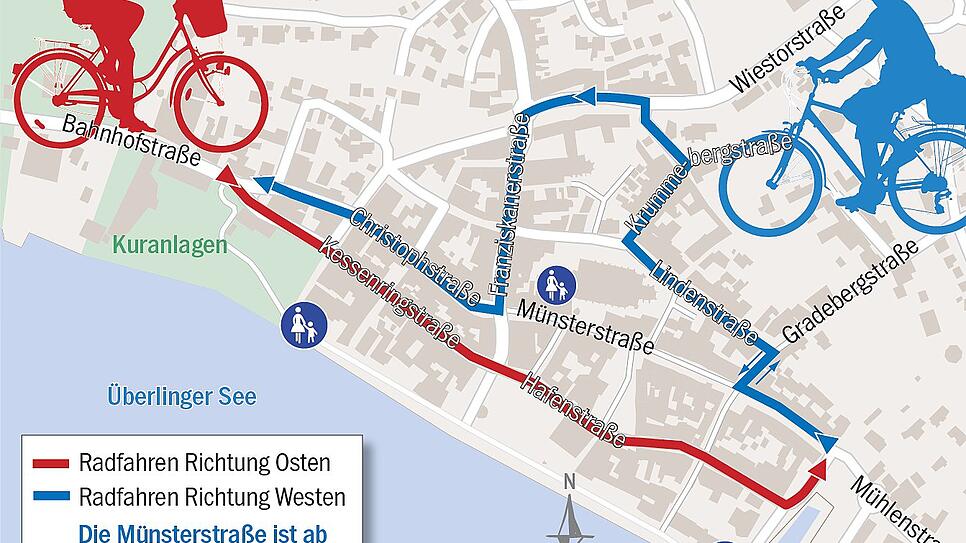 Bild : So kommen sie gesetzestreu mit dem Fahrrad durch die Altstadt von Überlingen