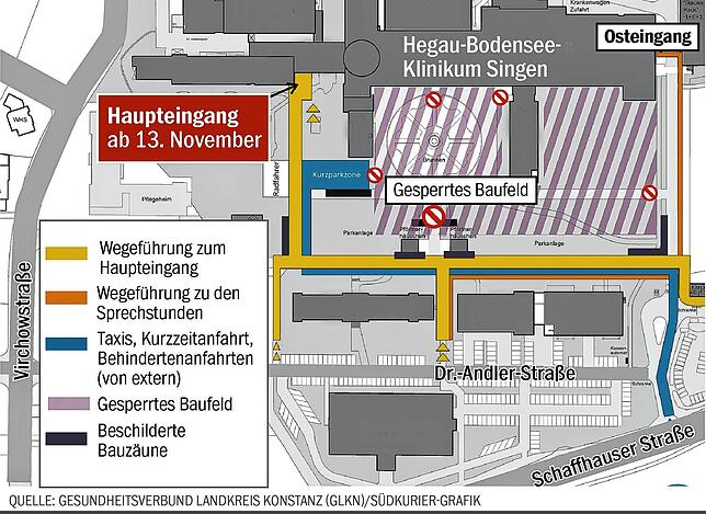 Bild 1: Krankenhaus verlegt Haupteingang: Dahinter steckt eine millionenschwere Baustelle