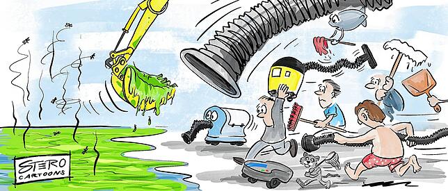 Bild 8: Viele Grüße von der Insel! Das Häfler Jahr in zwölf Karikaturen