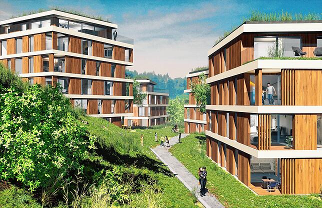So sollen die vier geplanten Wohntürme mit insgesamt 45 Wohnungen in der Von-Kilian-Straße in Waldshut nach den Plänen des Architekten ...