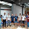 Lehrerin Susanne Schlemmer, der Abgeordnete Andreas Jung und die Schüler Samuel Schramm, Maximilian Radloff, Lukas Moser, Oskar ...