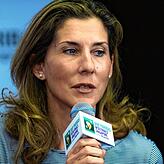 Die ehemalige US-Tennisspielerin Monica Seles spricht während der WTA-Legenden-Pressekonferenz beim WTA-Finals-Tennisturnier 2018 mit ...