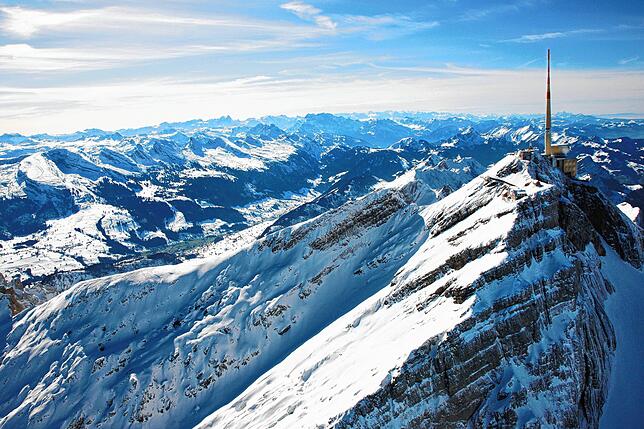 Der Säntis in den Schweizer Alpen. Vor 100 Jahren war der Gipfel Tatort eines der spektakulärsten Kriminalfälle der Schweiz.