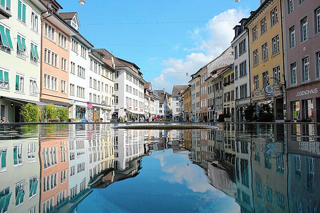 Die farbenfrohe Altstadt von Winterthur.