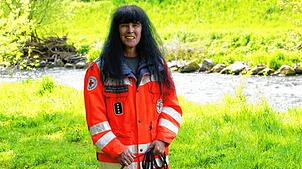 Yvette Feulner (54) leitet die Rettungshundestaffel des Roten Kreuzes in Bad Säckingen.