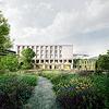 So könnte das Zentralklinikum des Landkreises Waldshut im geplanten Gesundheitspark Hochrhein aussehen. Die Visualisierung zeigt eine ...