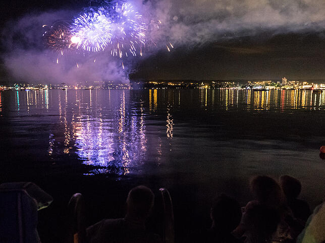 Bild 13: Das Seenachtfest-Feuerwerk vom Logenplatz am Yachthafen: Der Kreuzlinger Teil in Bildern