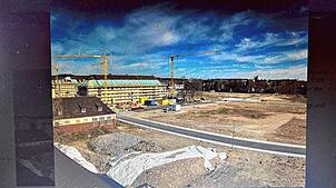 Ein Screenshot vom städtischen Webcam-Bild zum Baufortschritt im Baugebiet Oberer Brühl am 9. April um 9.54 Uhr. Geht ab hier, wow!