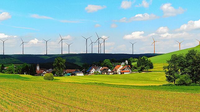 So in etwa könnten die bisher elf geplanten Windkraftanlagen auf der Länge und auf dem Ettenberg von Riedöschingen aussehen. Grundlage ...