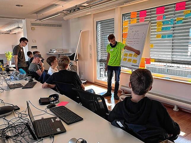 Die Ideen der Schüler werden auf dem Board gesammelt.
